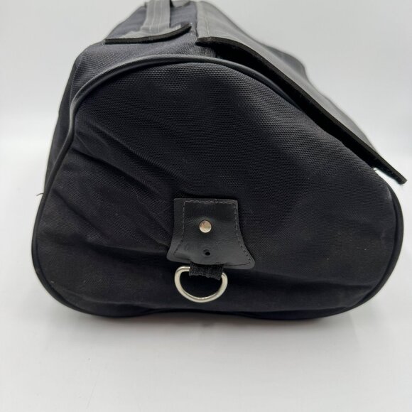 Harley-Davidson Black Leather Canvas Travel Bag With Embossed Logo Durable Strap - Picture 7 of 12